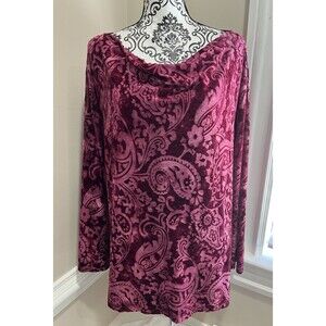 Dark Pink & Black Velvet Burnout Top Sz 3X Witchy Gothic Whimsigoth VTG Y2K Top